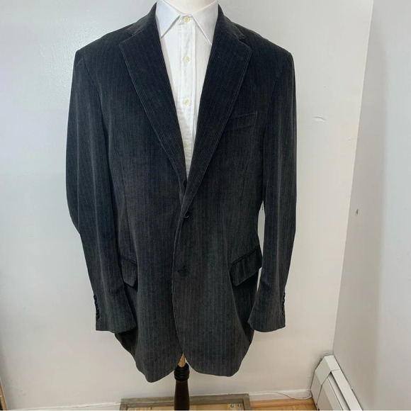 Dockers Corduroy Sport Coat Blazer Men‎ 46L Gray 2 Button Cotton Casual Work - Picture 1 of 12